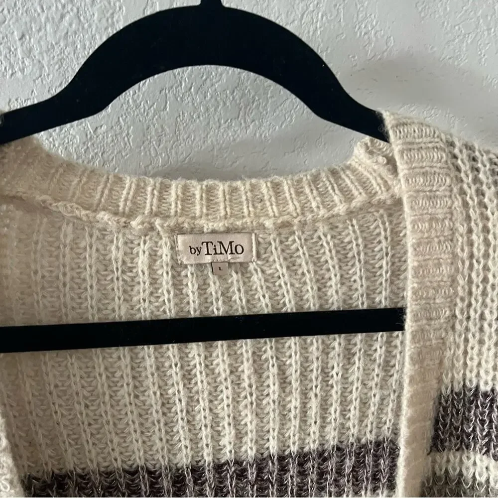 ByTimo Stripe Open-Front Longline Cocoon Cardigan